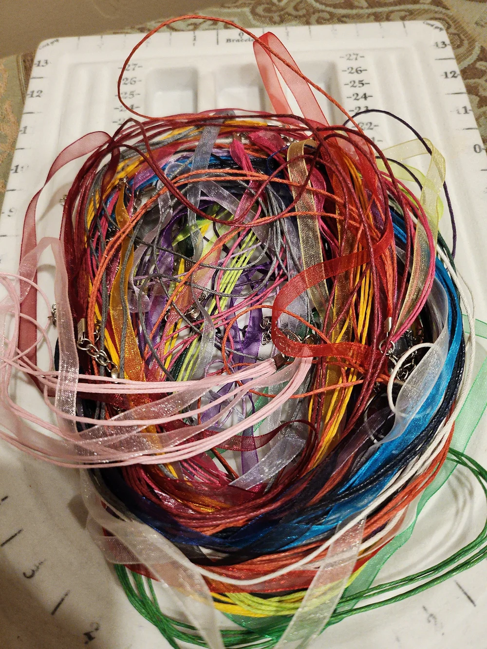 Assorted Organza & Satin Necklace Cords - Multi-Color Craft Pack